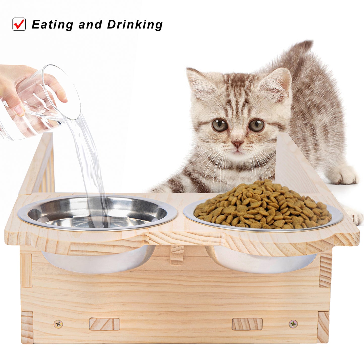 Wall-Mounted Cat Feeder with Bed for Eating, Drinking and Sleeping