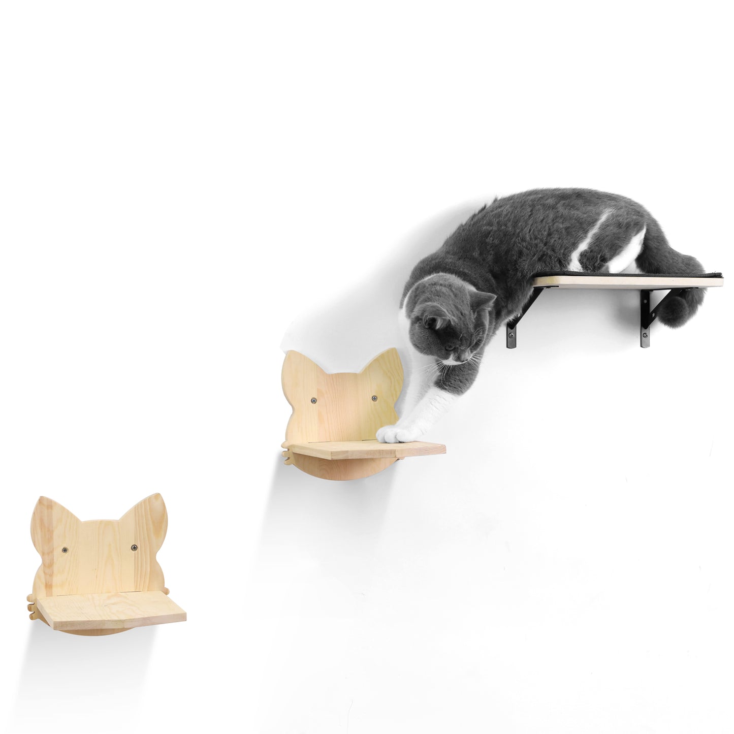 Wood Cat Wall Shelf Set for Active and Happy Cats