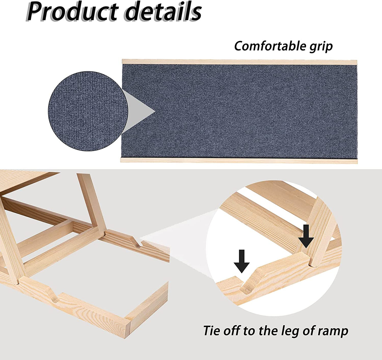 Adjustable Cat Ramp with Scratch Surface and Non-Slip Carpet