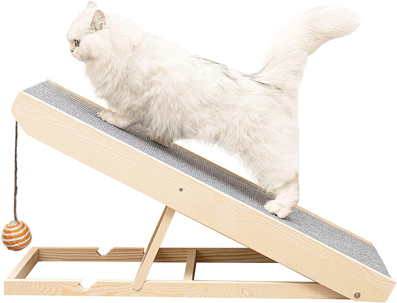 Adjustable Cat Ramp with Scratch Surface and Non-Slip Carpet