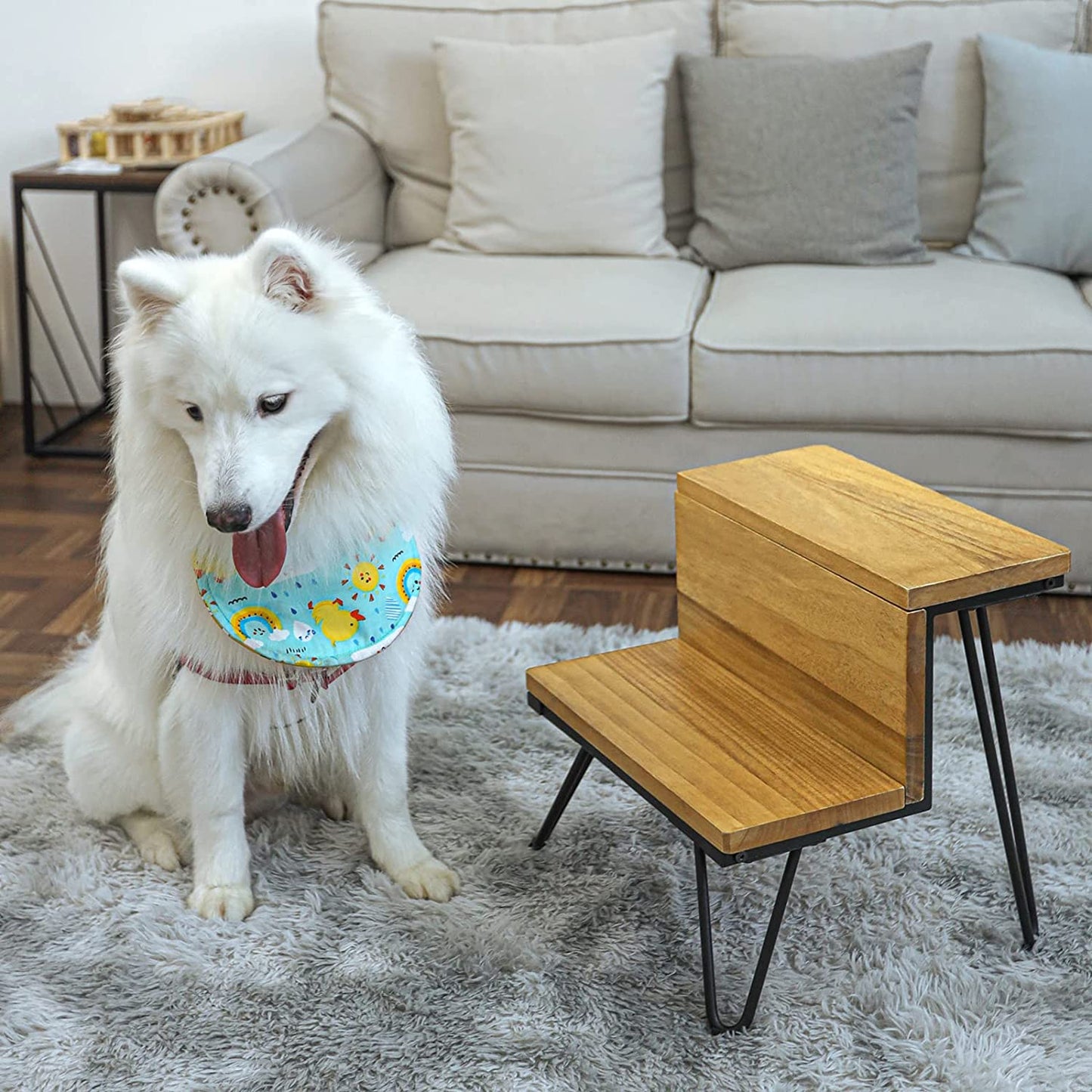 Solid Wood Dog Stairs for Small and Medium Pets Step Stool