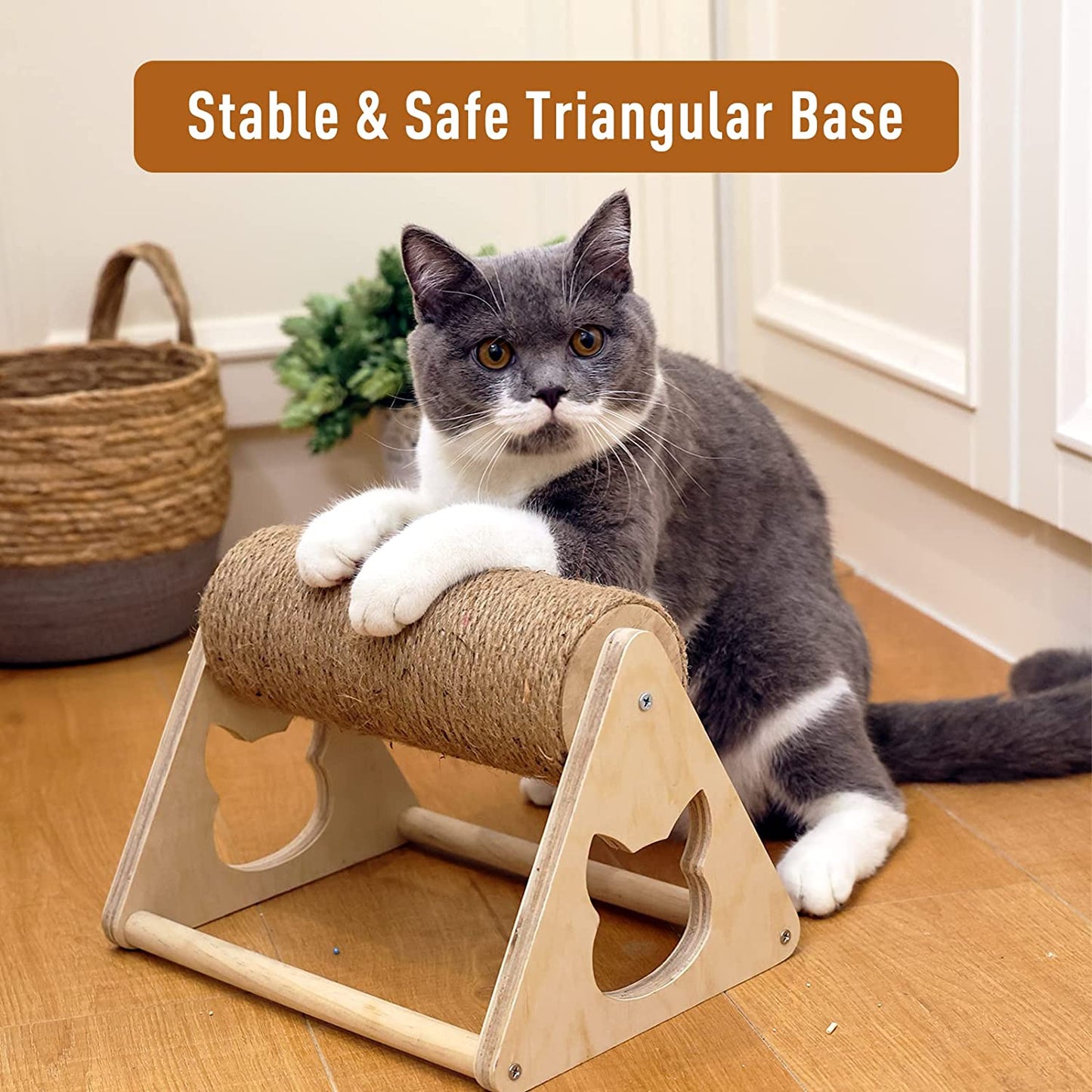 Jute Cat Scratching Post with Rotatable Column and Stable Base