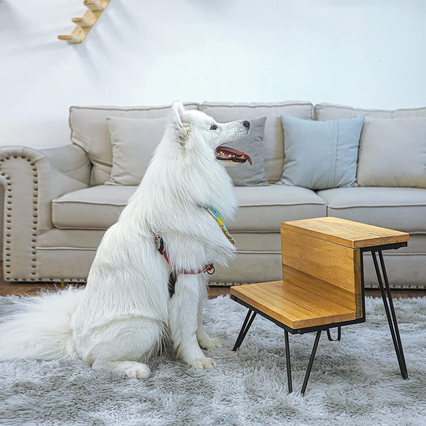 Solid Wood Dog Stairs for Small and Medium Pets Step Stool