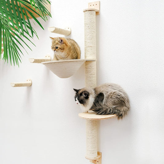 Large Cat Scratching Post with Cozy Cat Bed and Shelf