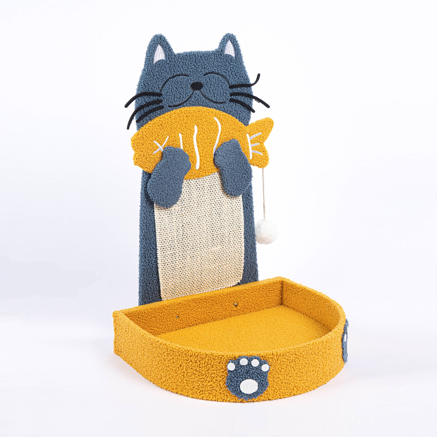 Cute Fish and Cat-shaped Cat Scratch Board with Bed for Happy Felines